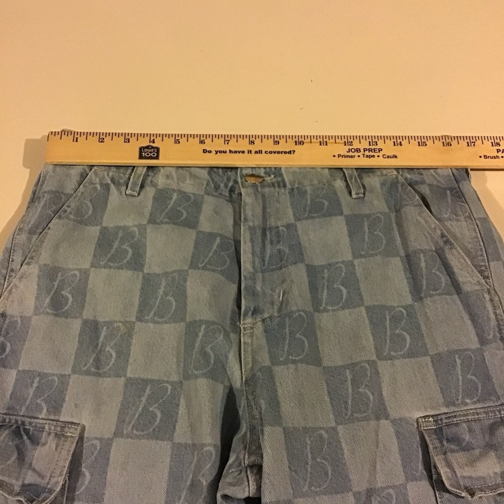Blue Sky Inn Cargo Jeans Blue Denim Womens Size Small Monogrammed B Light Wash - Picture 14 of 16